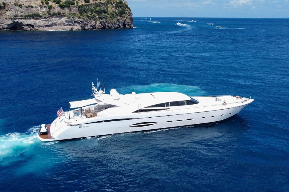 The AB Yacht 140 is an elegantly designed yacht, with clean lines.