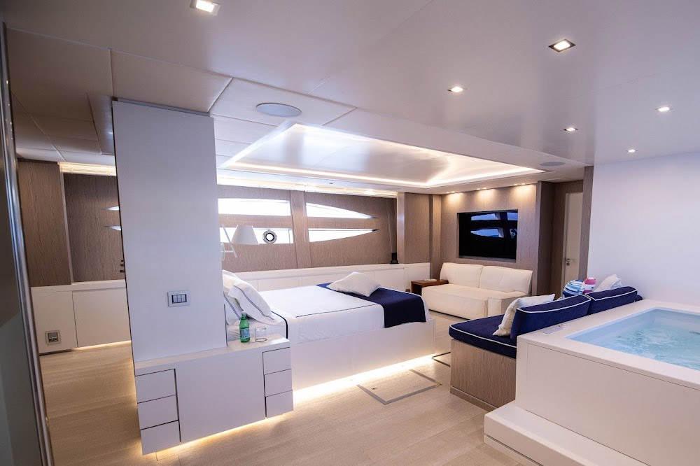 The AB Yacht 140 is an elegantly designed yacht, with clean lines.