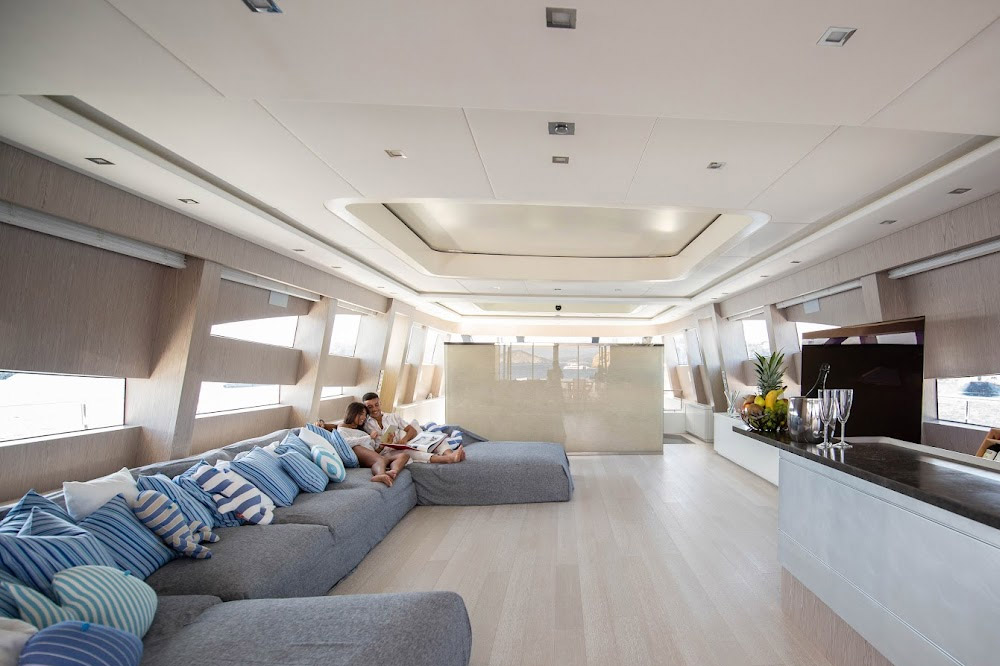 The AB Yacht 140 is an elegantly designed yacht, with clean lines.
