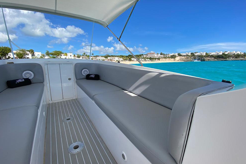 The Apache 35 is an elegantly designed yacht, with clean lines.
