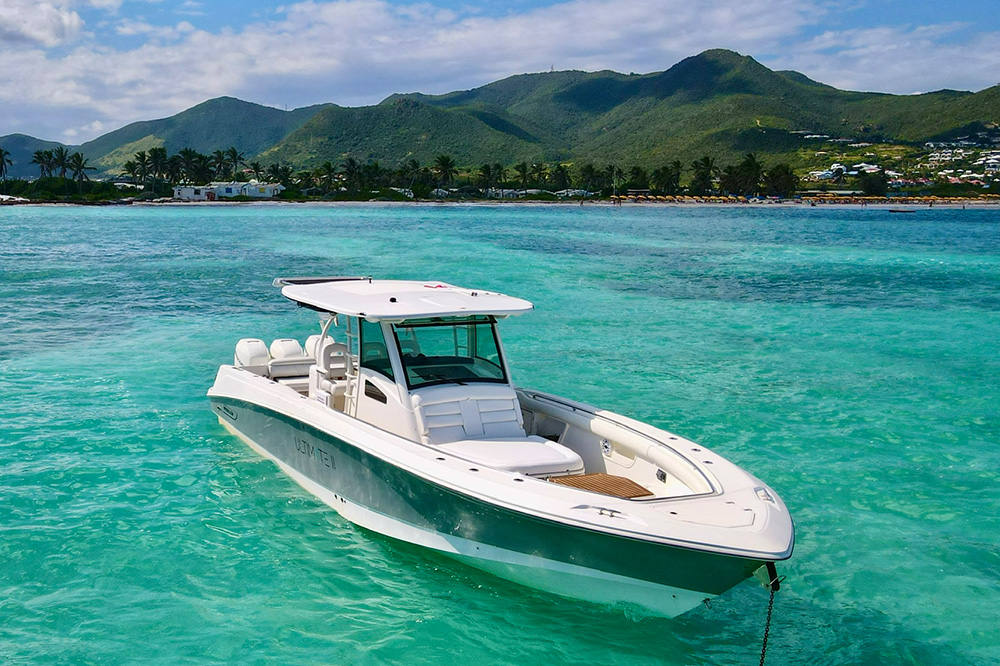 The Boston 38 Whaler 2 is an elegantly designed yacht, with clean lines.