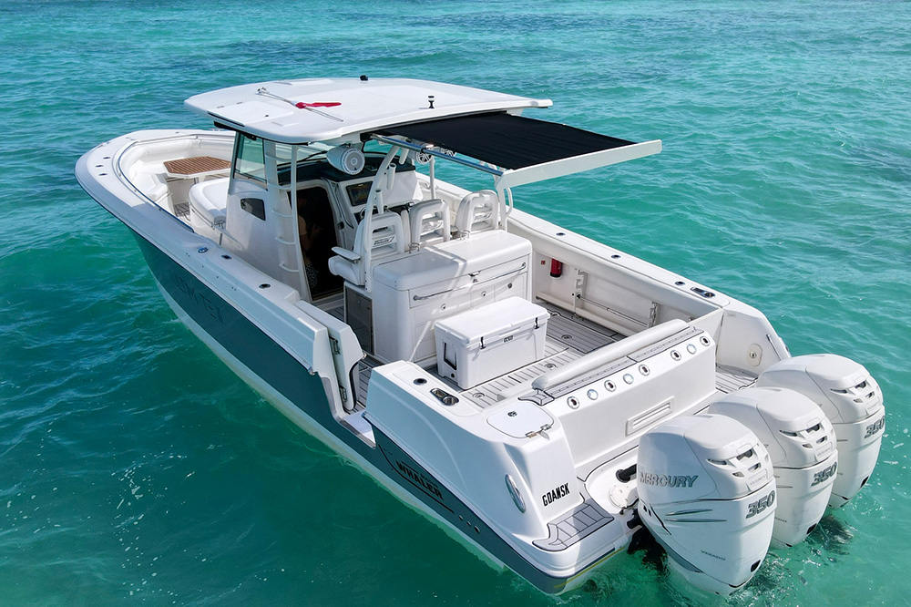 The Boston 38 Whaler 2 is an elegantly designed yacht, with clean lines.
