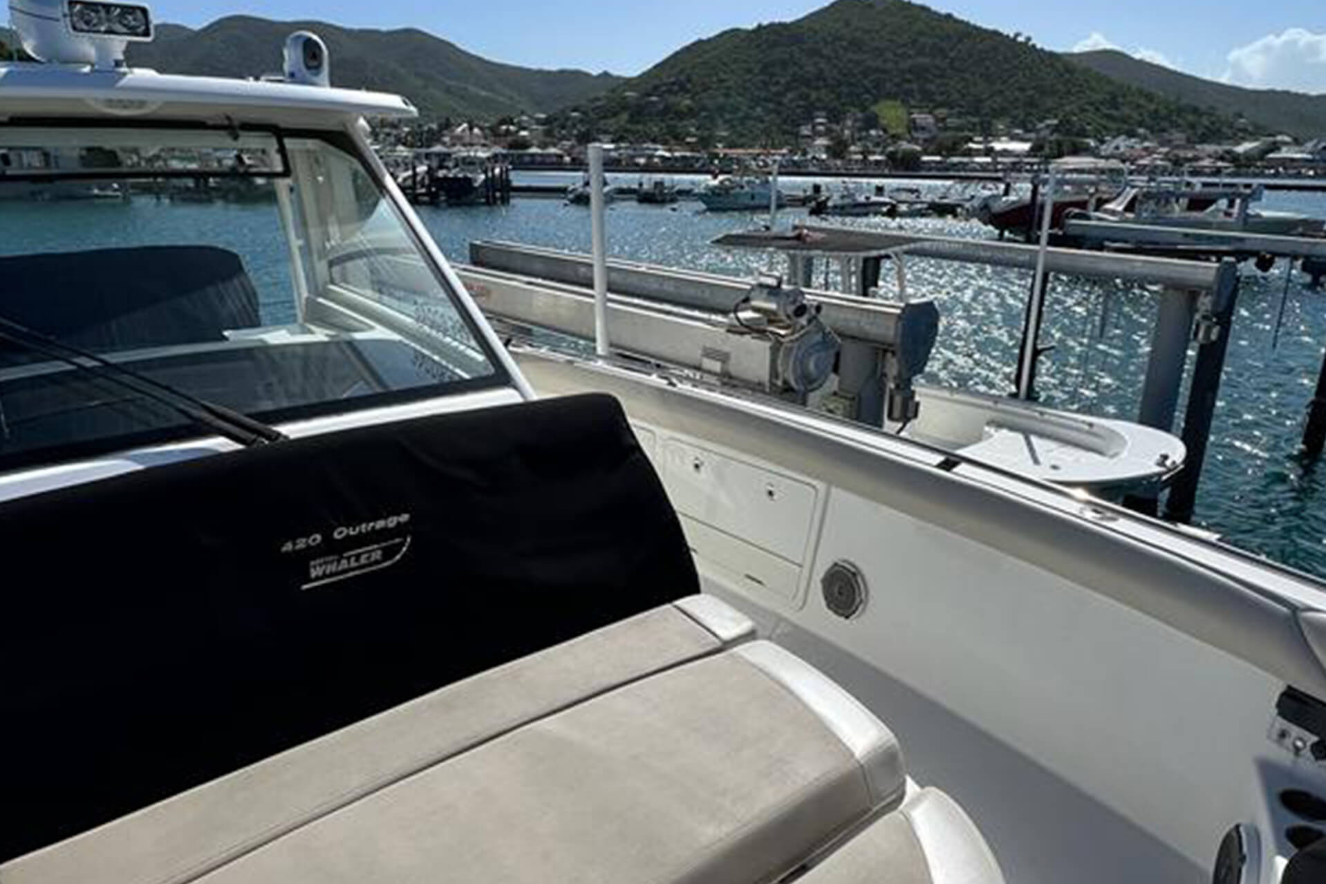 The Boston Whaler 43 is an elegantly designed yacht, with clean lines.