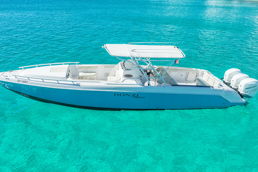 The Donzi Daytona 38 is an elegantly designed yacht, with clean lines.