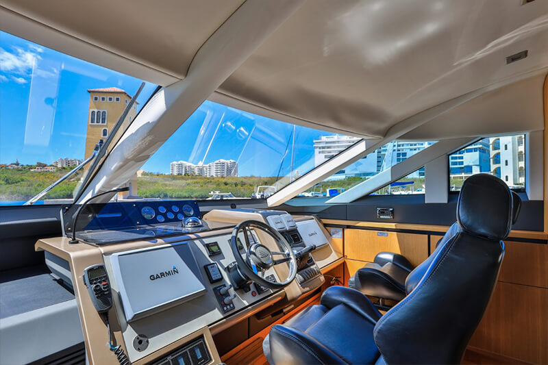 The Fairline 63 is an elegantly designed yacht, with clean lines.