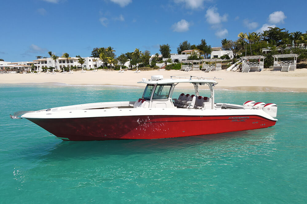 The Hydrosport 42 is an elegantly designed yacht, with clean lines.