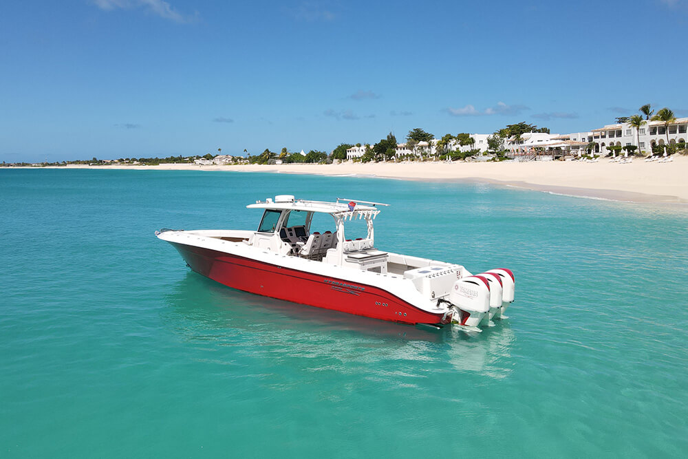 The Hydrosport 42 is an elegantly designed yacht, with clean lines.