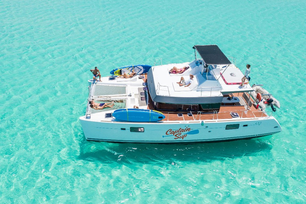The Lagoon 45 is an elegantly designed yacht, with clean lines.