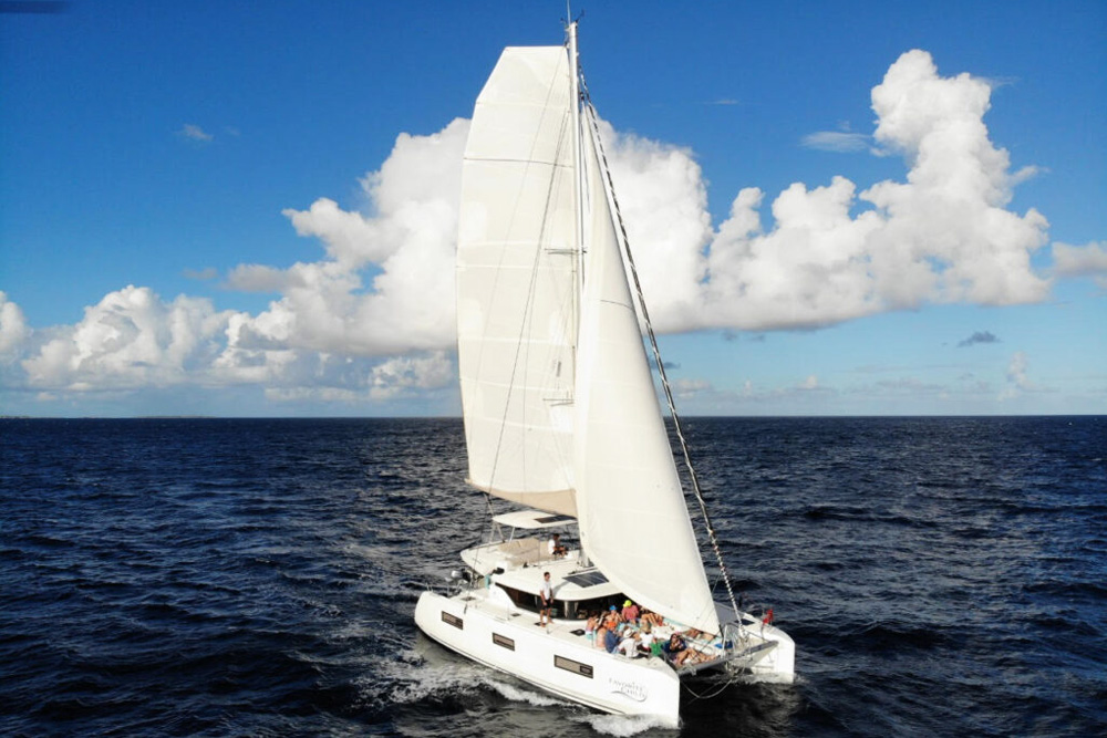 The Lagoon 46 is an elegantly designed yacht, with clean lines.