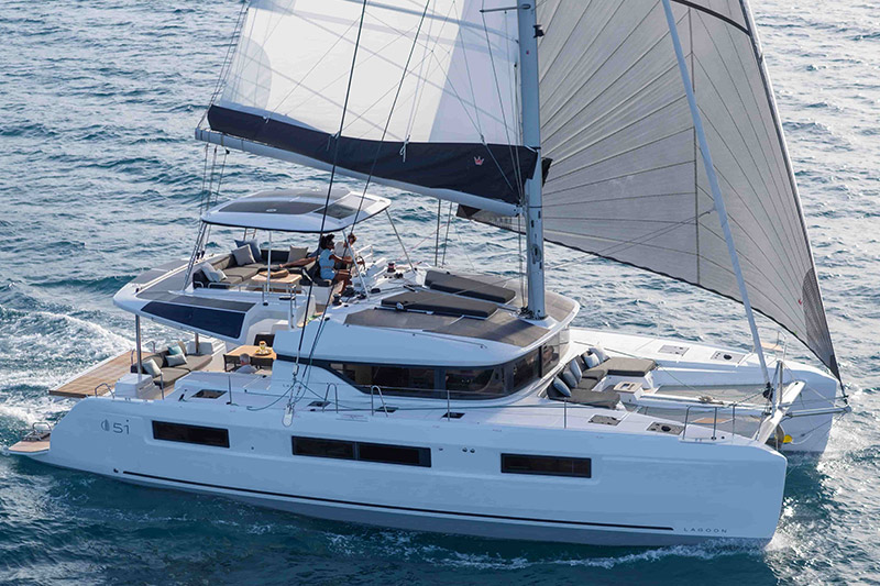 The Lagoon 51 is an elegantly designed yacht, with clean lines.