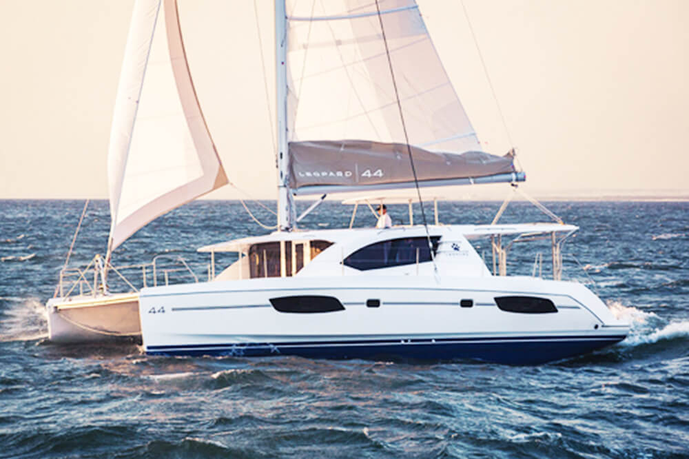 The Leopard 44 is an elegantly designed yacht, with clean lines.