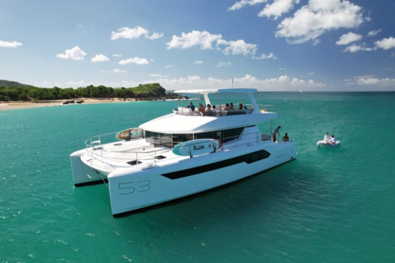 The Leopard 53 New is an elegantly designed yacht, with clean lines.