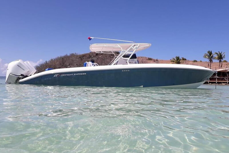The Midnight 37 is an elegantly designed yacht, with clean lines.