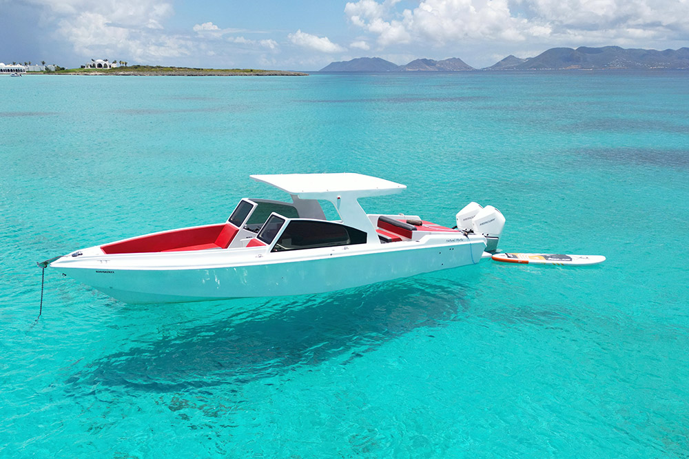 The Mystic 36 is an elegantly designed yacht, with clean lines.