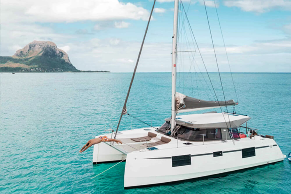 The Nautitech 40 is an elegantly designed yacht, with clean lines.