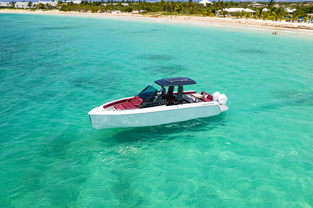 The Schaefer 33 is an elegantly designed yacht, with clean lines.