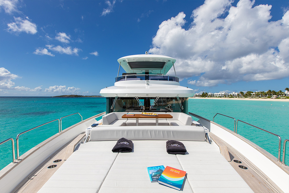 The Sirena 70 is an elegantly designed yacht, with clean lines.