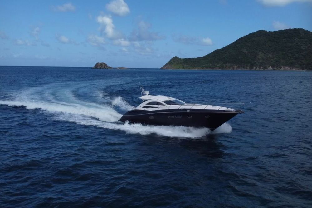 The Sunseeker Portofino 53 is an elegantly designed yacht, with clean lines.