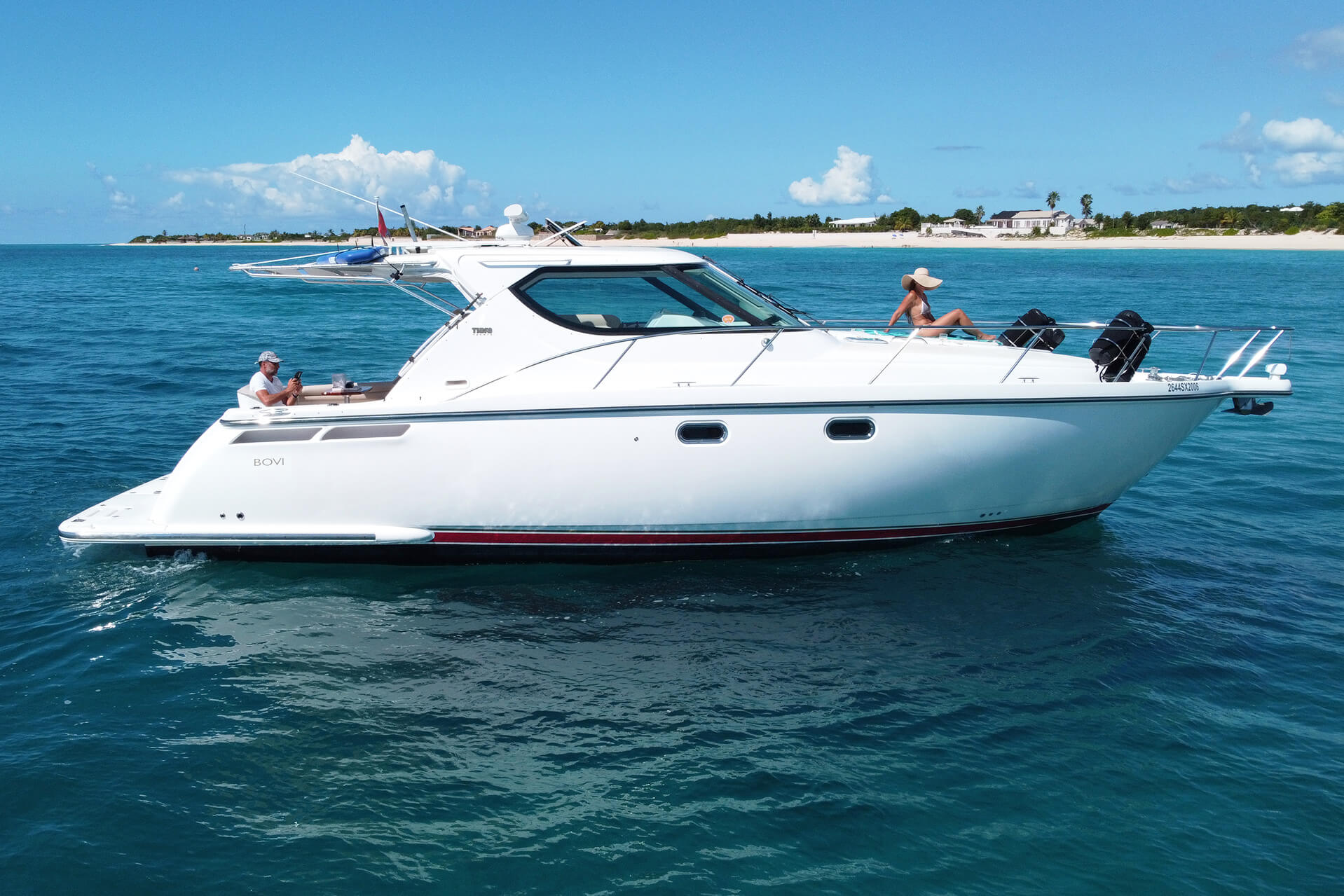 The Tiara 45 is an elegantly designed yacht, with clean lines.