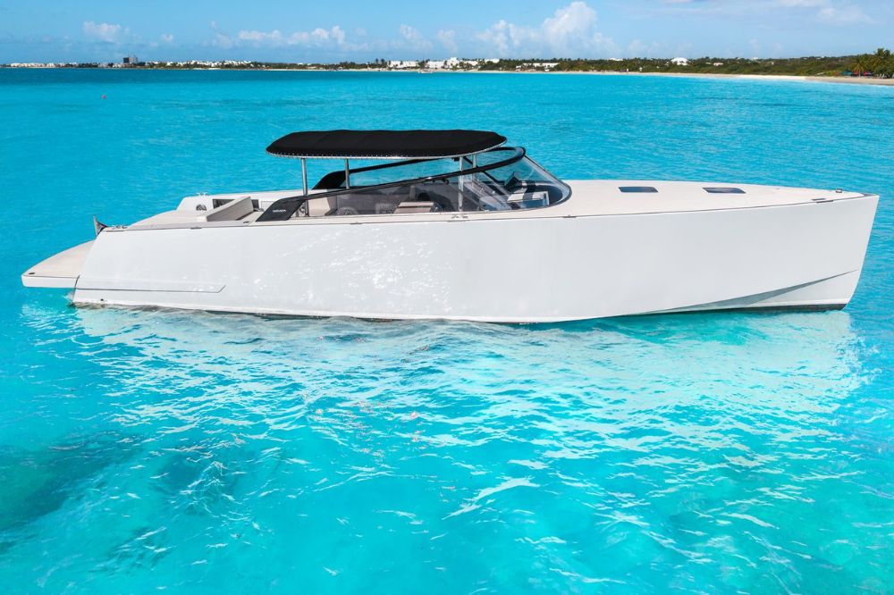 The VanDutch 48 is an elegantly designed yacht, with clean lines.