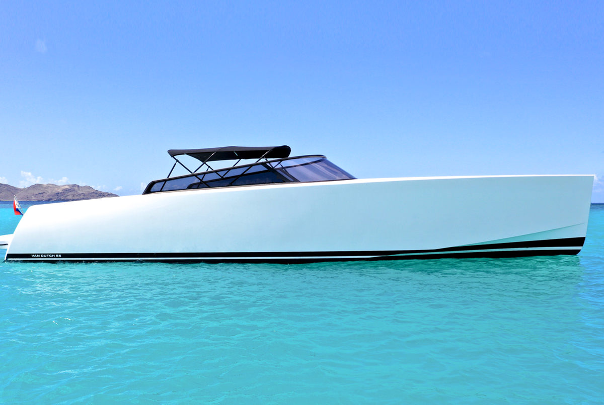 The VanDutch 55 is an elegantly designed yacht, with clean lines.